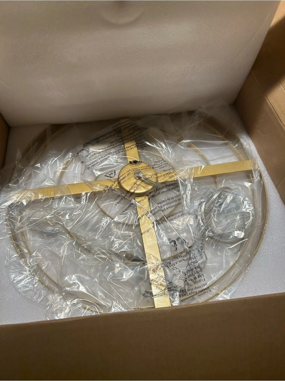 NIB CNRATYE Clear Hand Cut Crystal Round Chandelier Light 4-Light Modern Gold